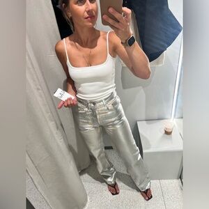 Zara silver metallic jeans size 36 (4)